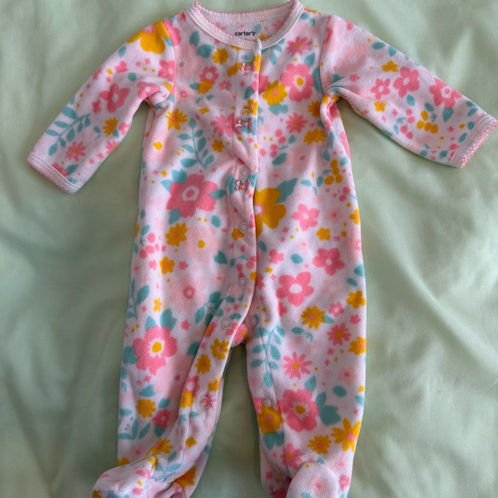 Carter's Pink Floral Baby One Piece Newborn Footie